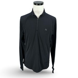 Paradox Mens Black Merino Wool Blend 1/4 Zip Pullover Active Top Large 1700355